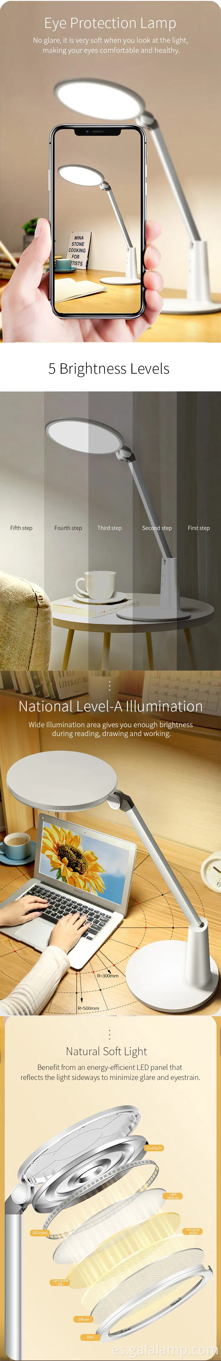 Lámpara de escritorio LED ajustable con batería recargable USB